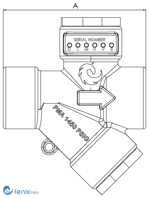 Plano de dimensiones de la trampa de vapor Fenix EF-SC