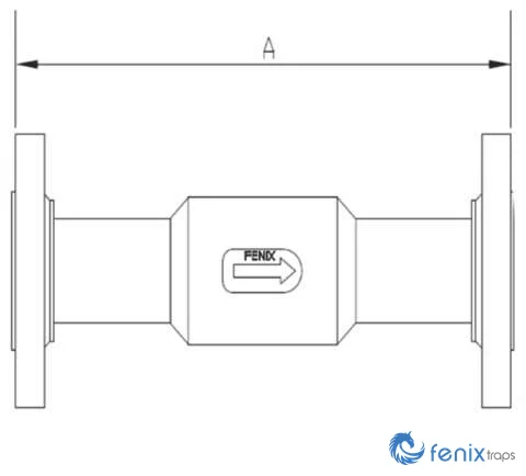 Plano de dimensiones de la trampa de vapor Fenix FLSS