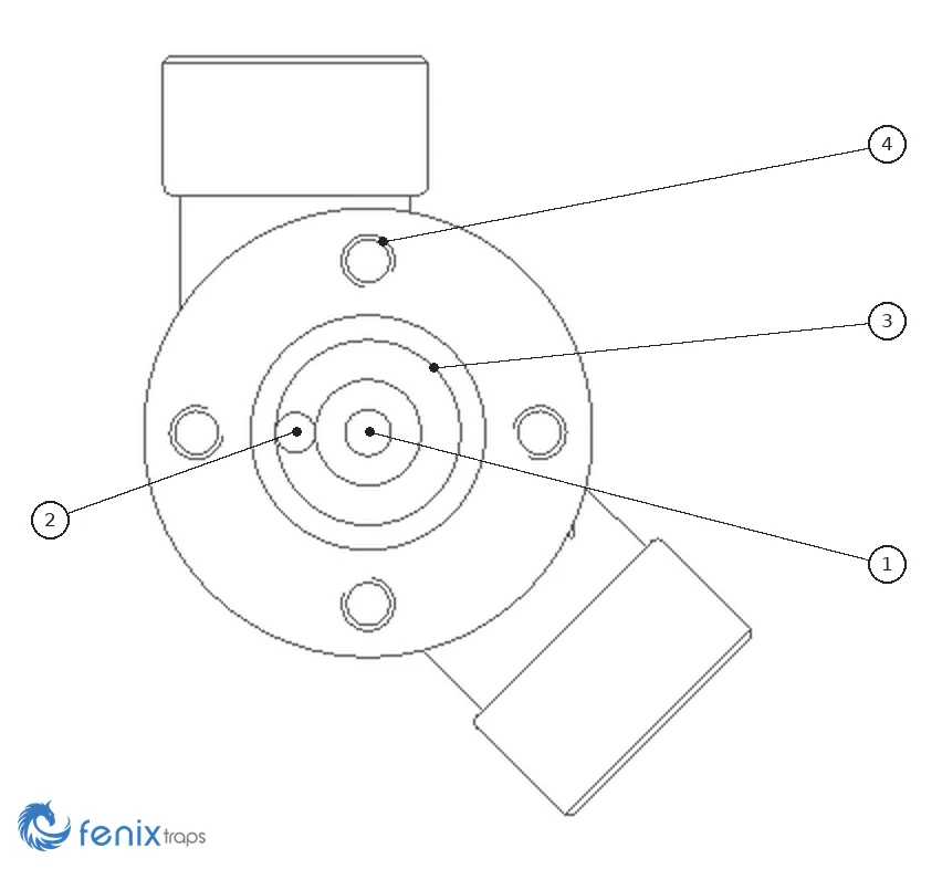 Drawing of the universal connector for the Fenix QF steam trap