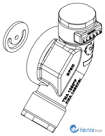 Technical drawing of the Fenix QF steam trap