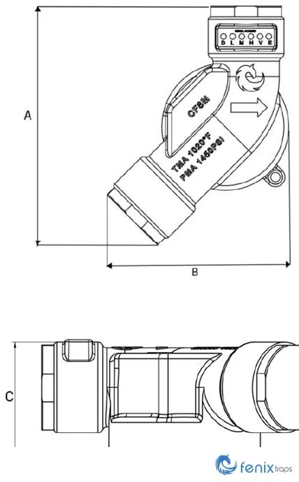 Fenix QF steam trap dimension drawing